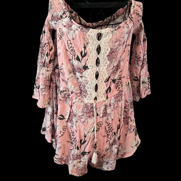 NWT Scrappy Koko 100% cotton romper Lace Off Shoulder Sz Small Women - Picture 3 of 10